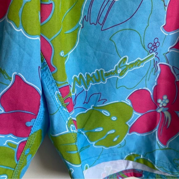 MAUI & SONS Blue Hawaiian Floral Swim Trunks Shorts Men’s 36 - Picture 5 of 11